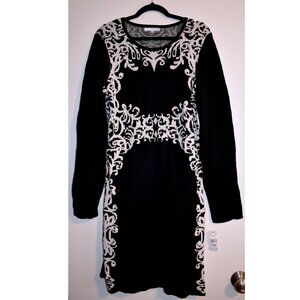 Studio One Sweater Knit Dress Size Large - NWT Baroque scroll design